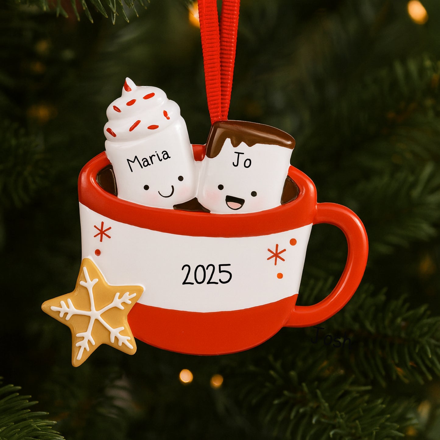 Personalised Marshmallow Family of 2 3 4 5 6 Xmas Family Ornament