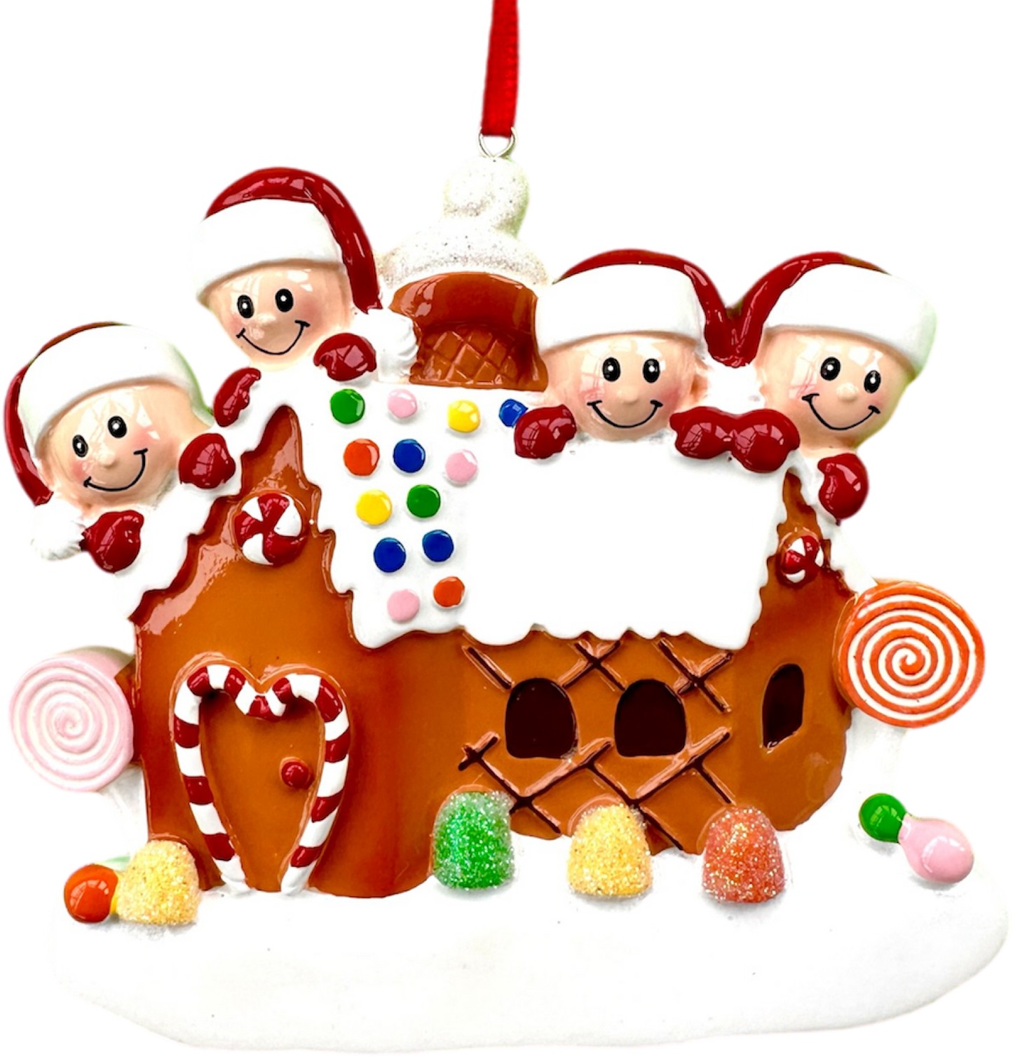 Personalised Peeking Gingerbread Family of 2 3 4 5 6 Christmas Family Ornament