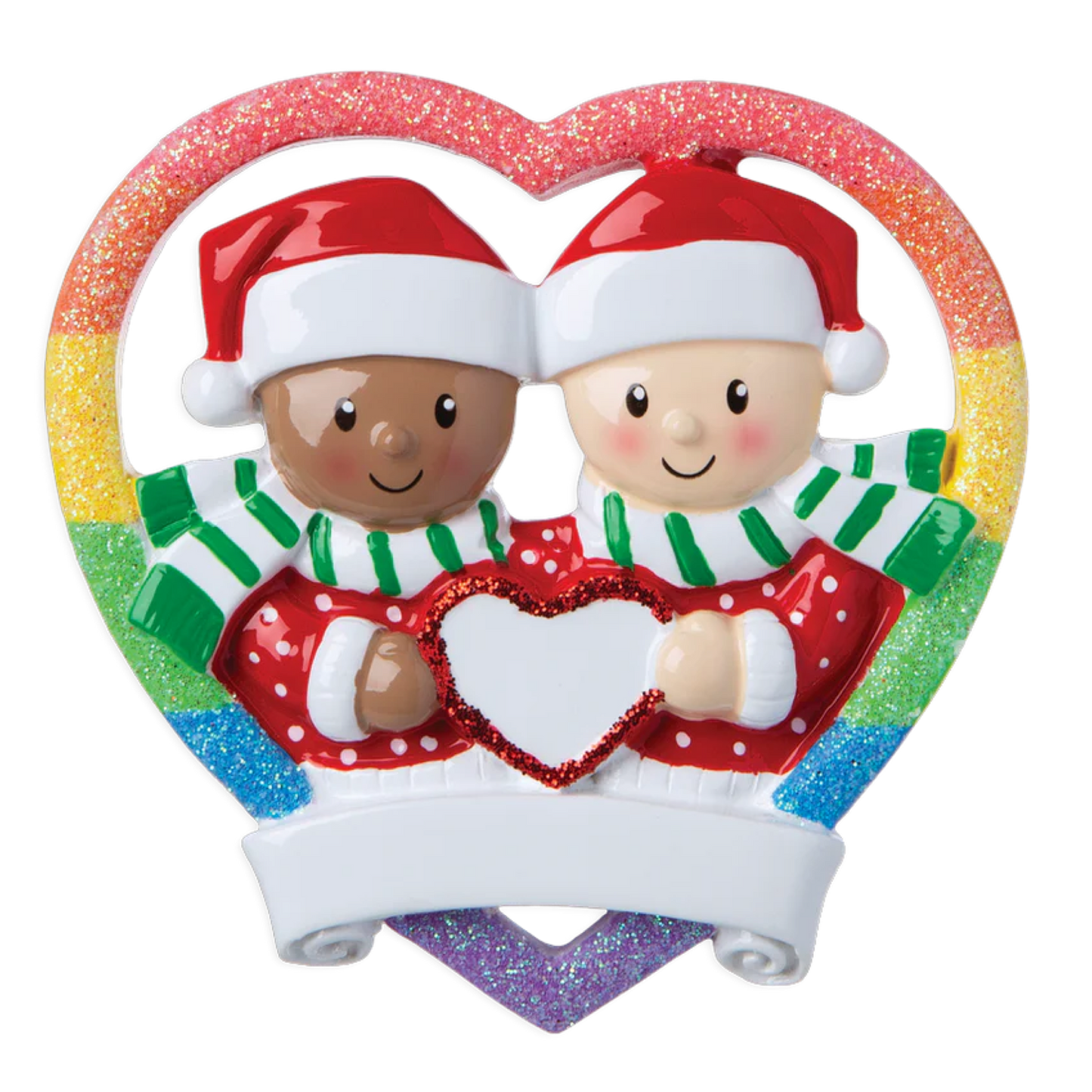Christmas Interracial Same Sex Gay Female Men Couple Bauble Xmas Ornament
