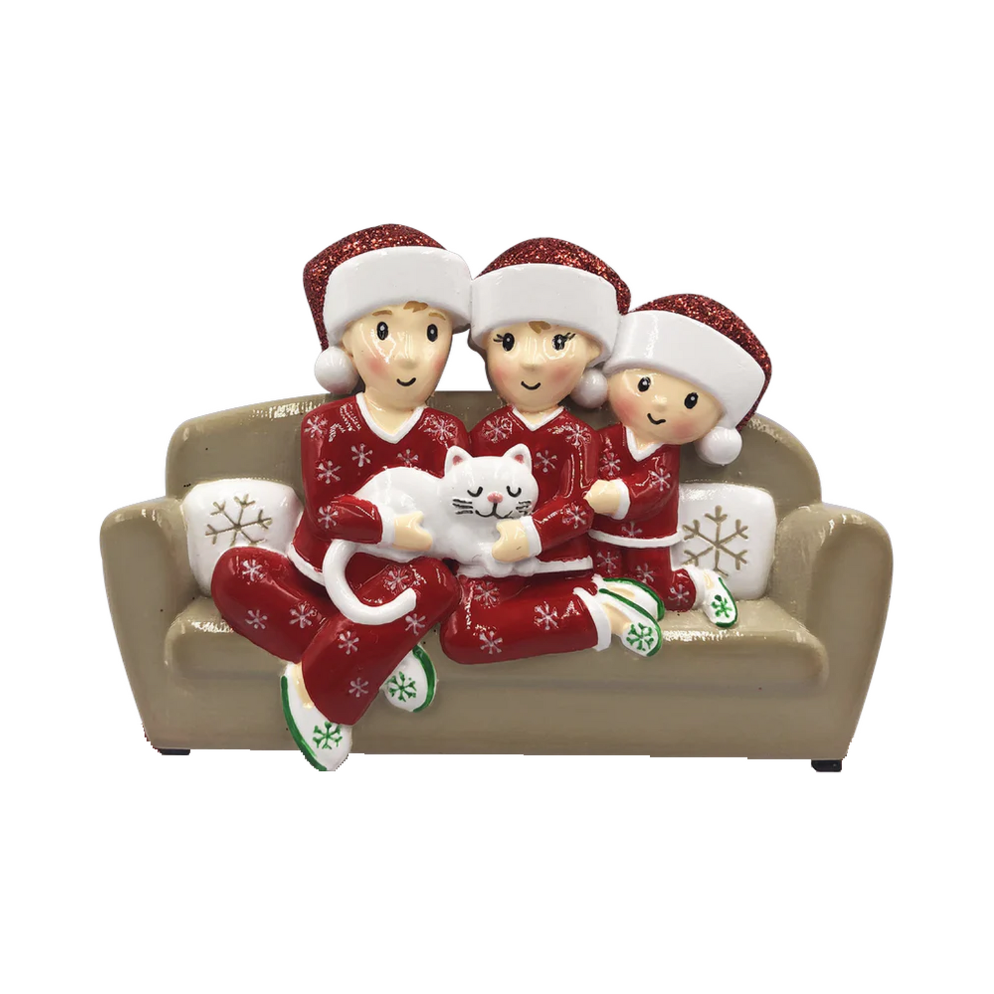 Personalised Sofa and Cat Family of 2 3 4 5 6 Family Ornament