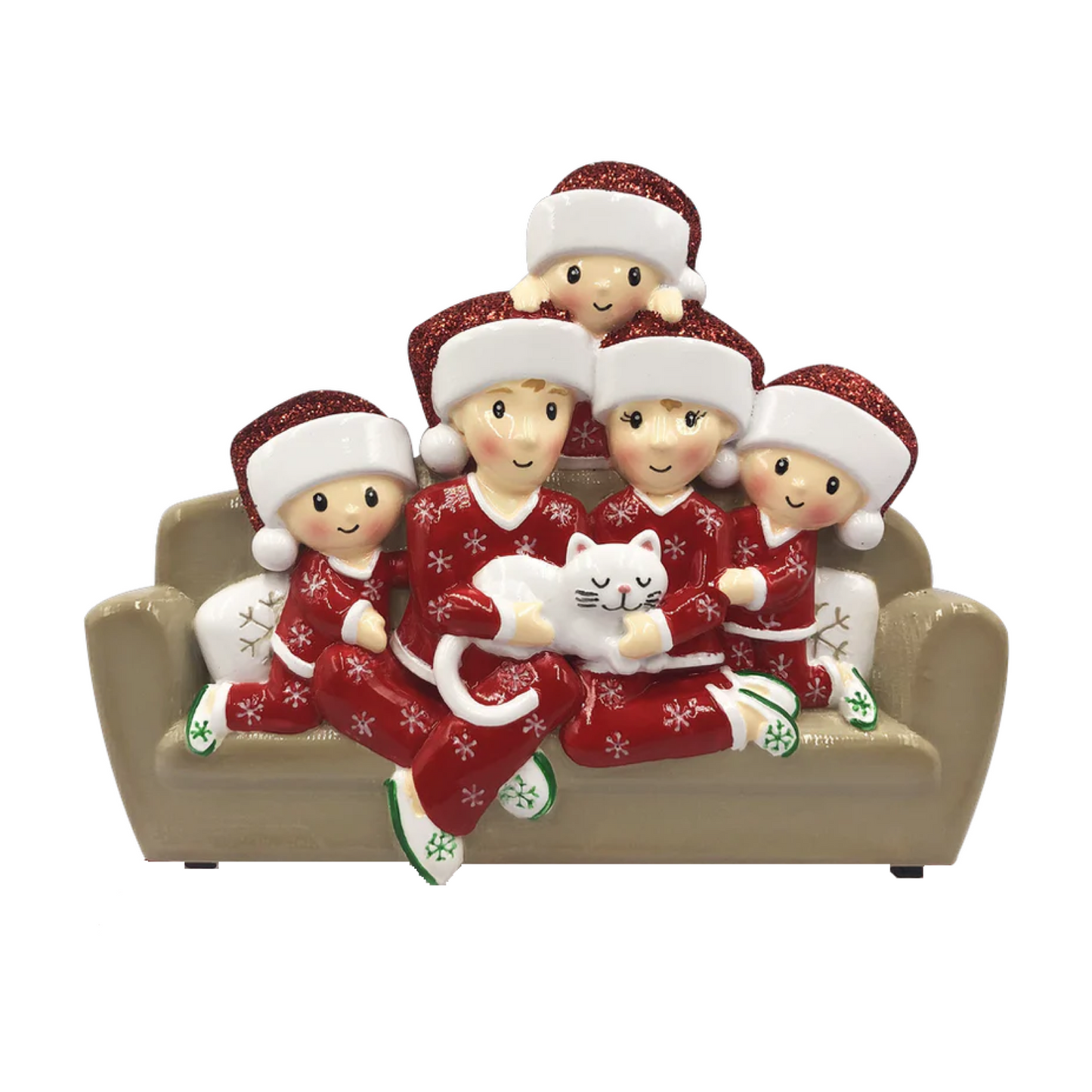 Personalised Sofa and Cat Family of 2 3 4 5 6 Family Ornament