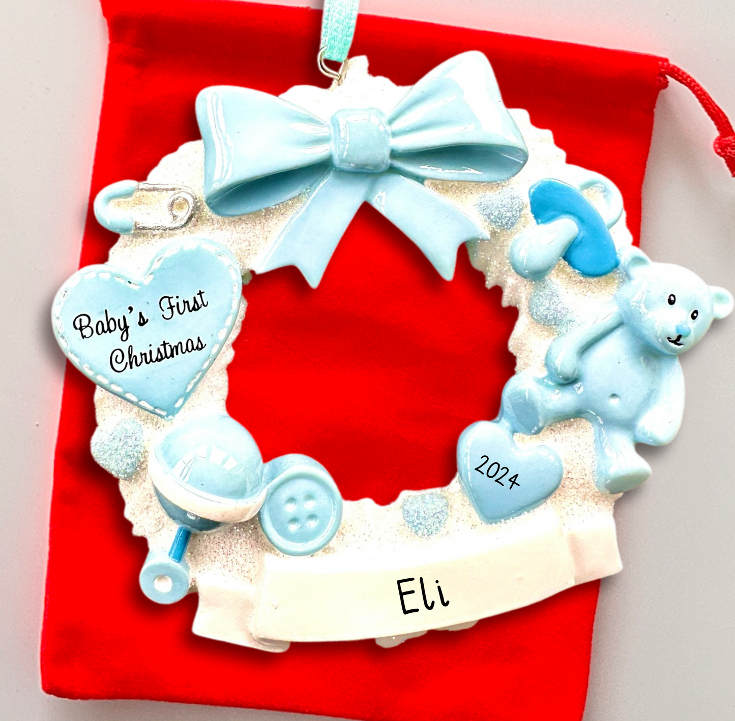 Personalised Baby’s First Christmas Ornament - Blue