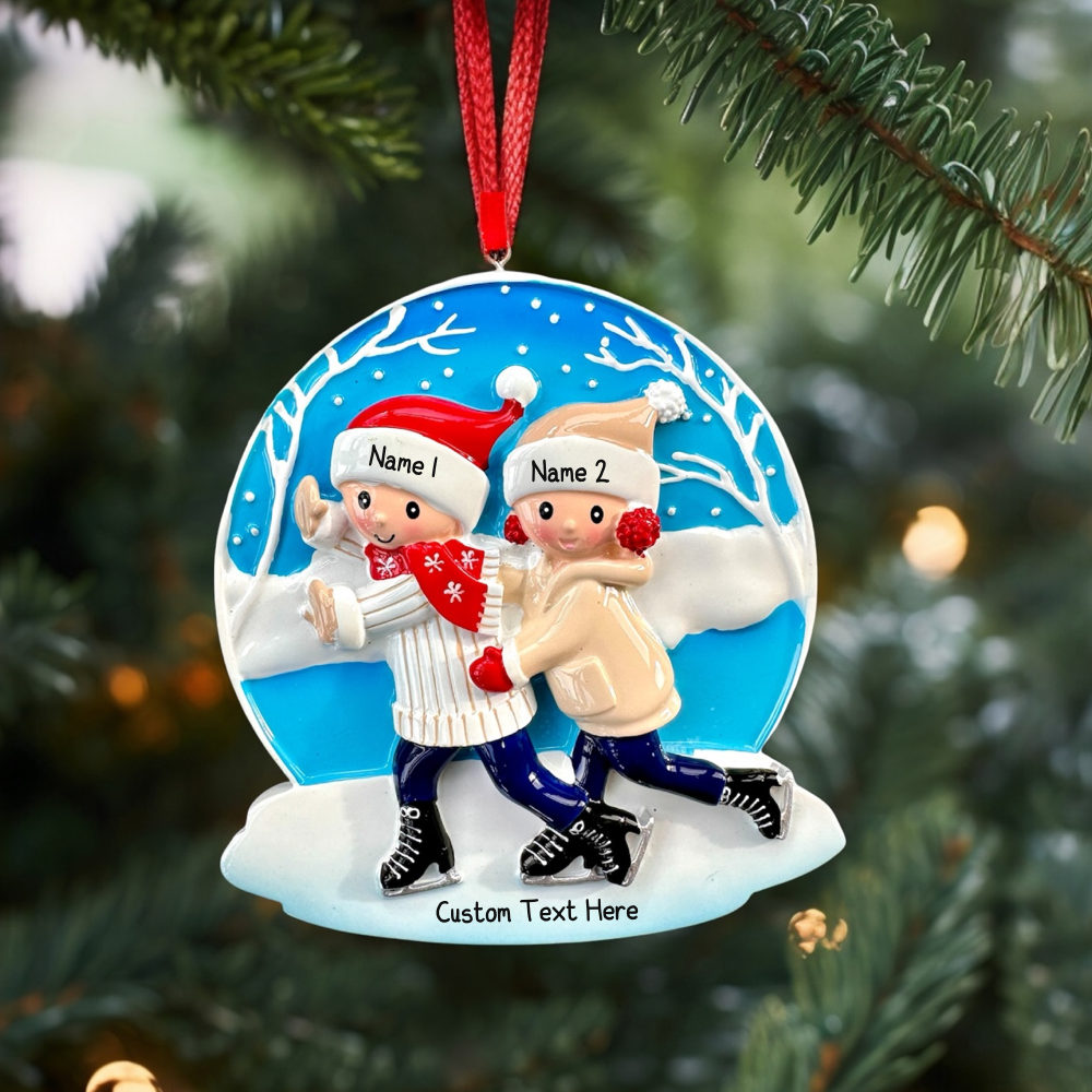 Personalised Ice Skating Ornament of 2 3 4 5 6 Christmas Family Ornament