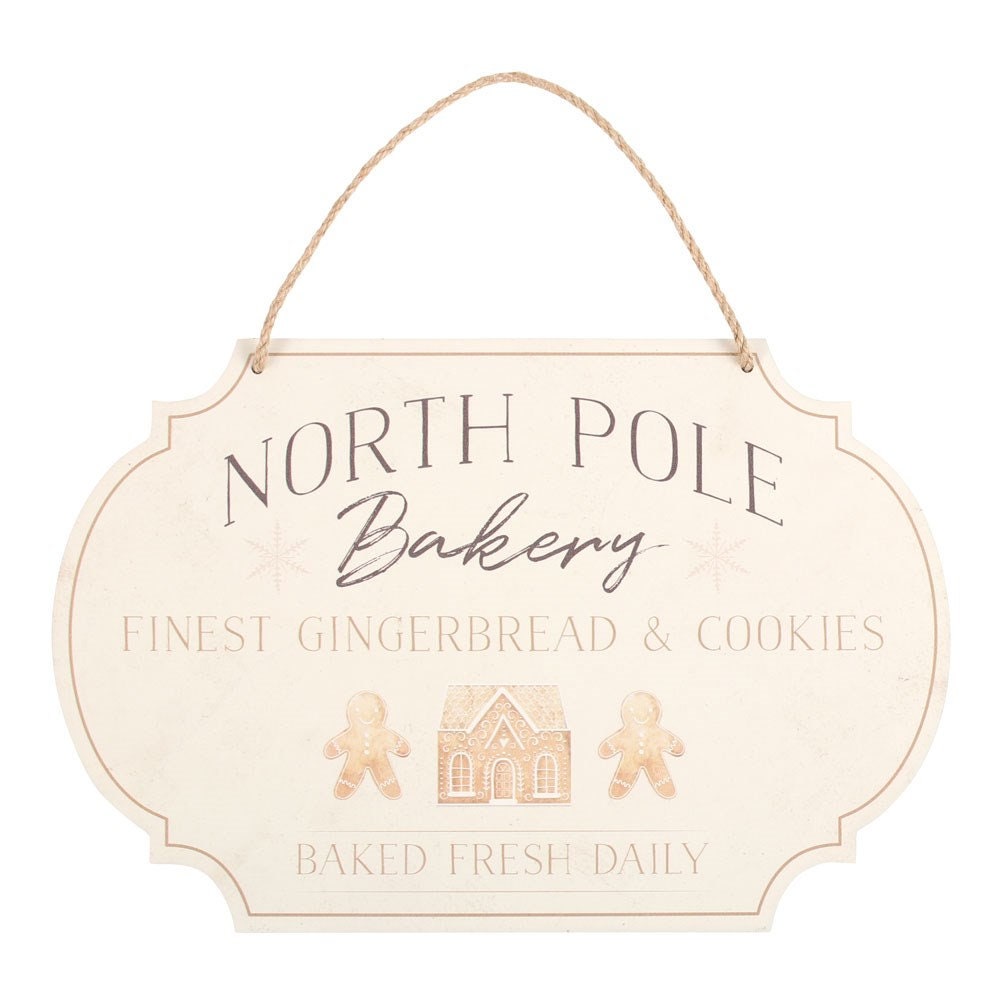 North Pole Bakery Hanging Wooden Sign