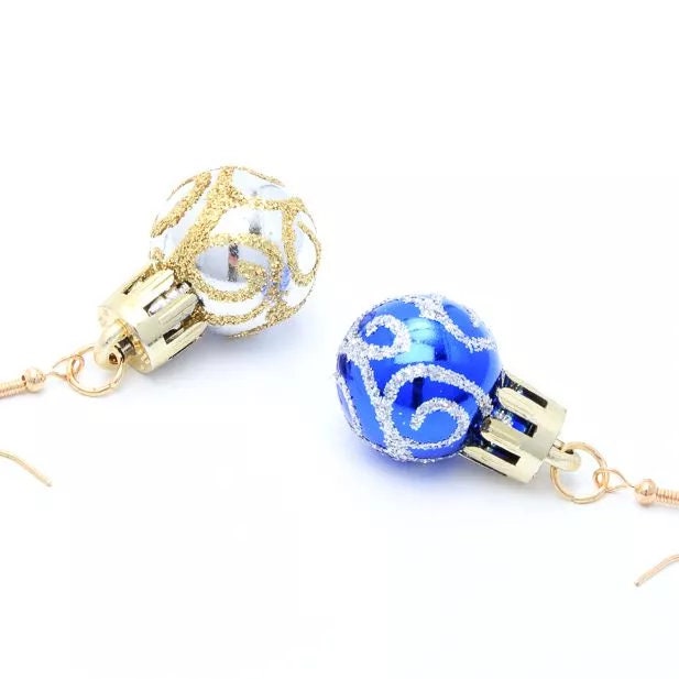 Sparkly Christmas Glitter Bauble Earrings