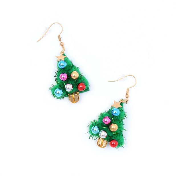 Christmas Tree Dangly Earrings