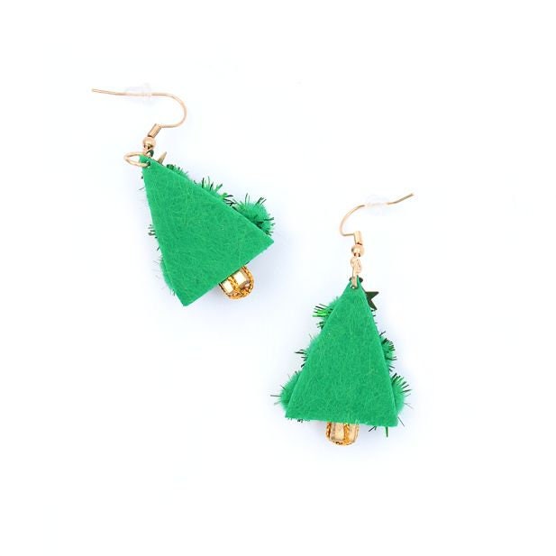 Christmas Tree Dangly Earrings