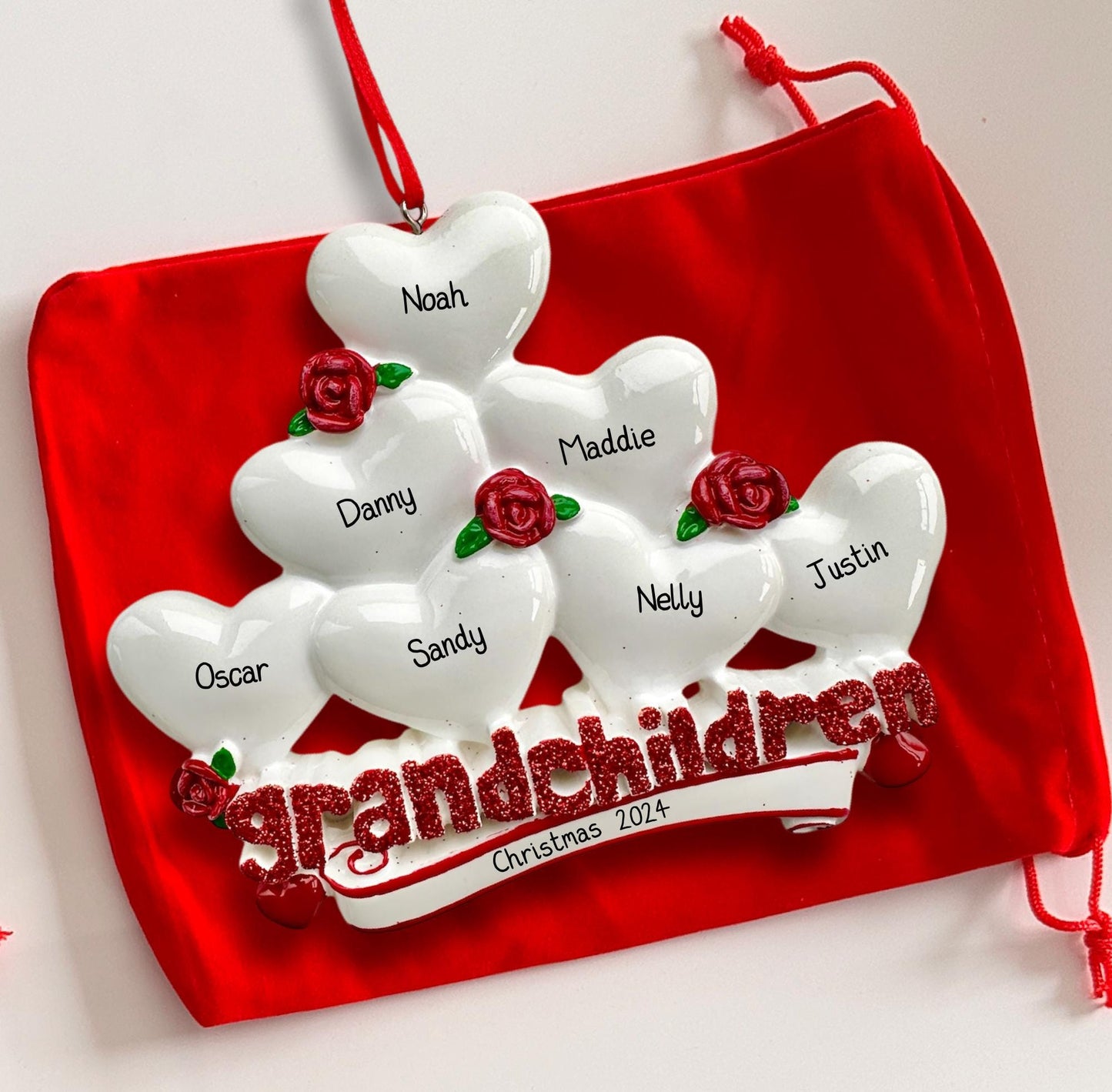 Personalised Grandchildren Bauble of 2 3 4 5 6 7 8 9 Family Grandparents