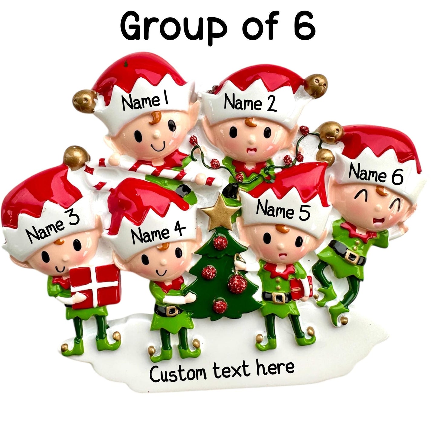 Personalised Elves Elf Family of 2-6 Christmas Family Ornament