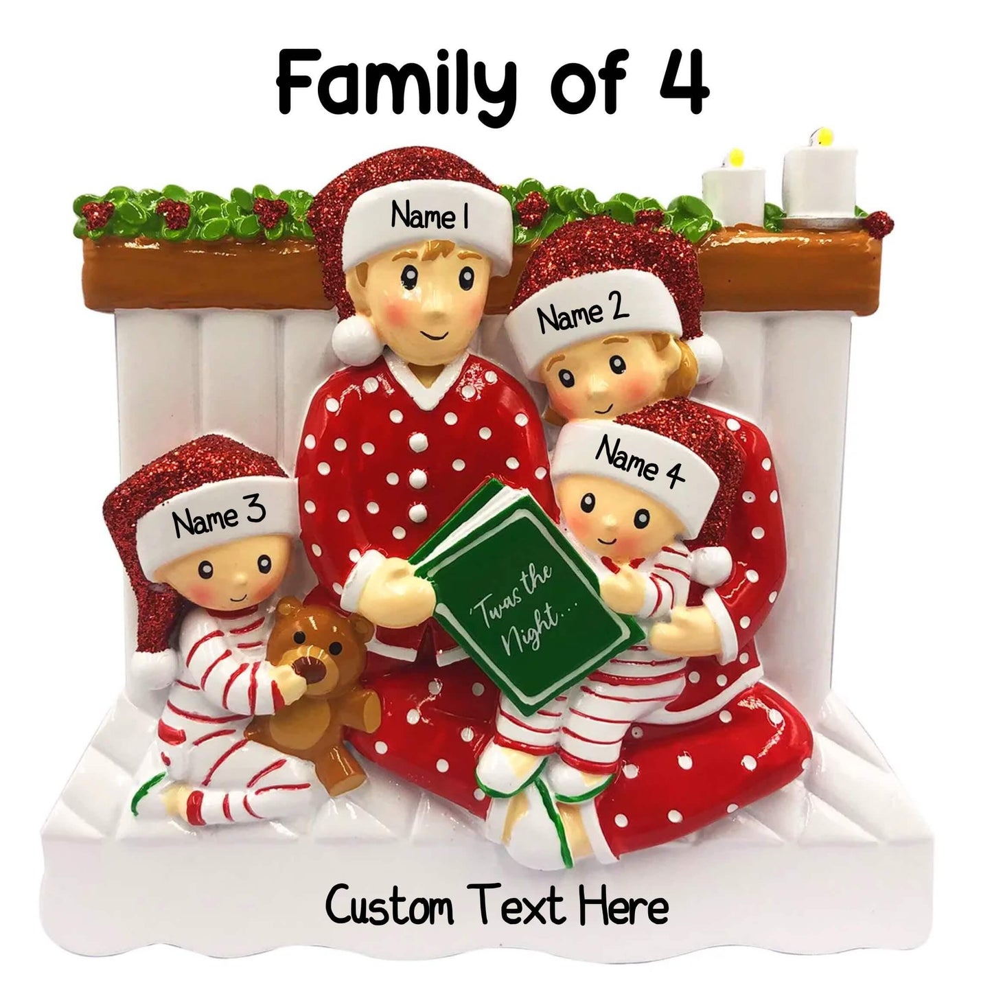 Personalised Family of 3 4 5 6 Christmas Bedtime Story Personalised Family Tree Decoration Ornament