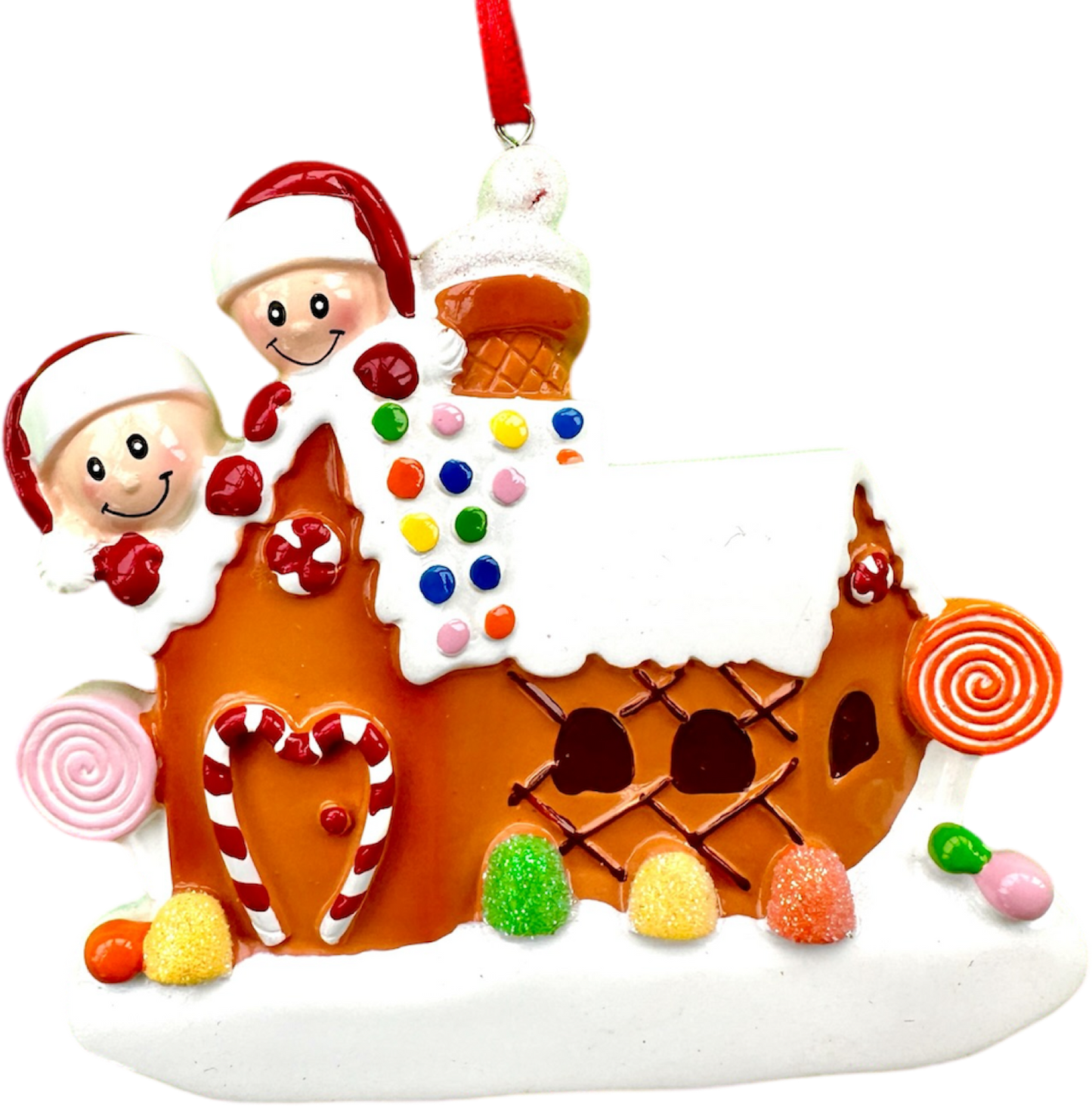 Personalised Peeking Gingerbread Family of 2 3 4 5 6 Christmas Family Ornament