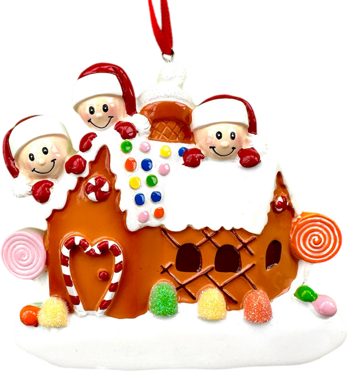 Personalised Peeking Gingerbread Family of 2 3 4 5 6 Christmas Family Ornament