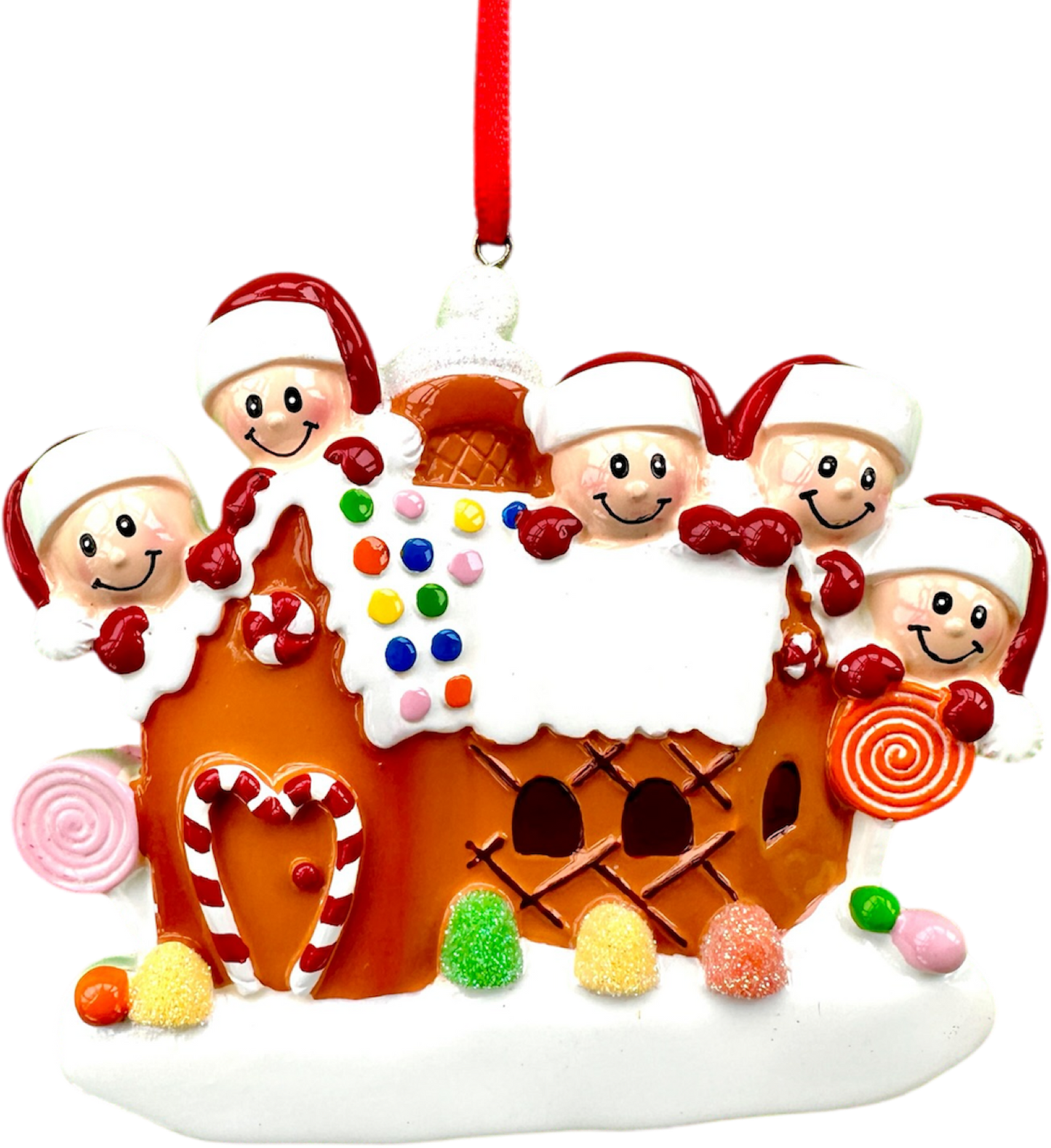 Personalised Peeking Gingerbread Family of 2 3 4 5 6 Christmas Family Ornament