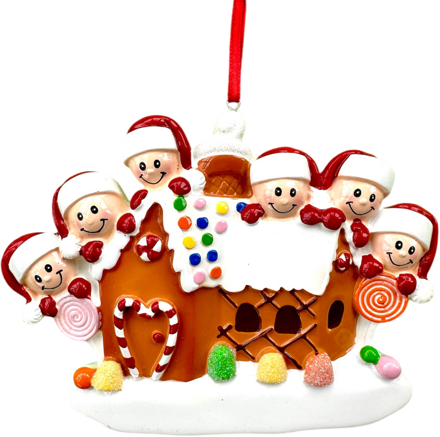 Personalised Peeking Gingerbread Family of 2 3 4 5 6 Christmas Family Ornament