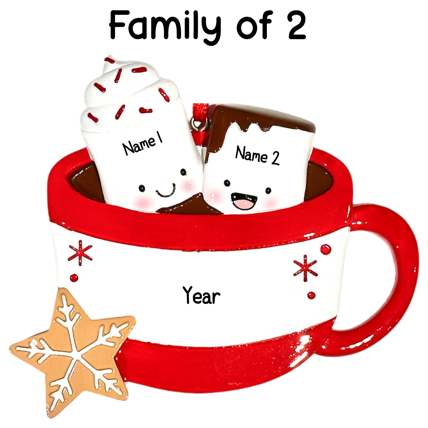 Personalised Marshmallow Family of 2 3 4 5 6 Xmas Family Ornament