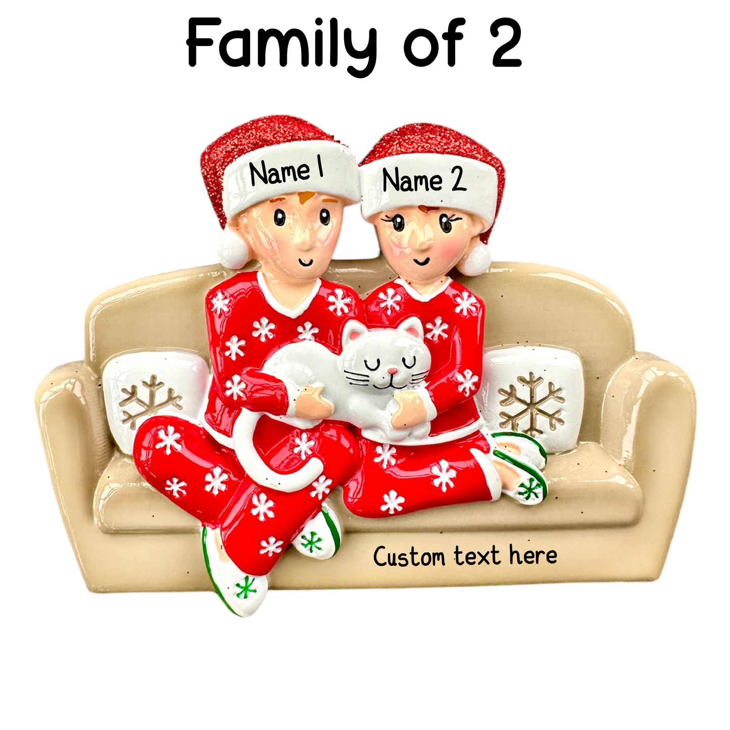 Personalised Sofa and Cat Family of 2 3 4 5 6 Family Ornament