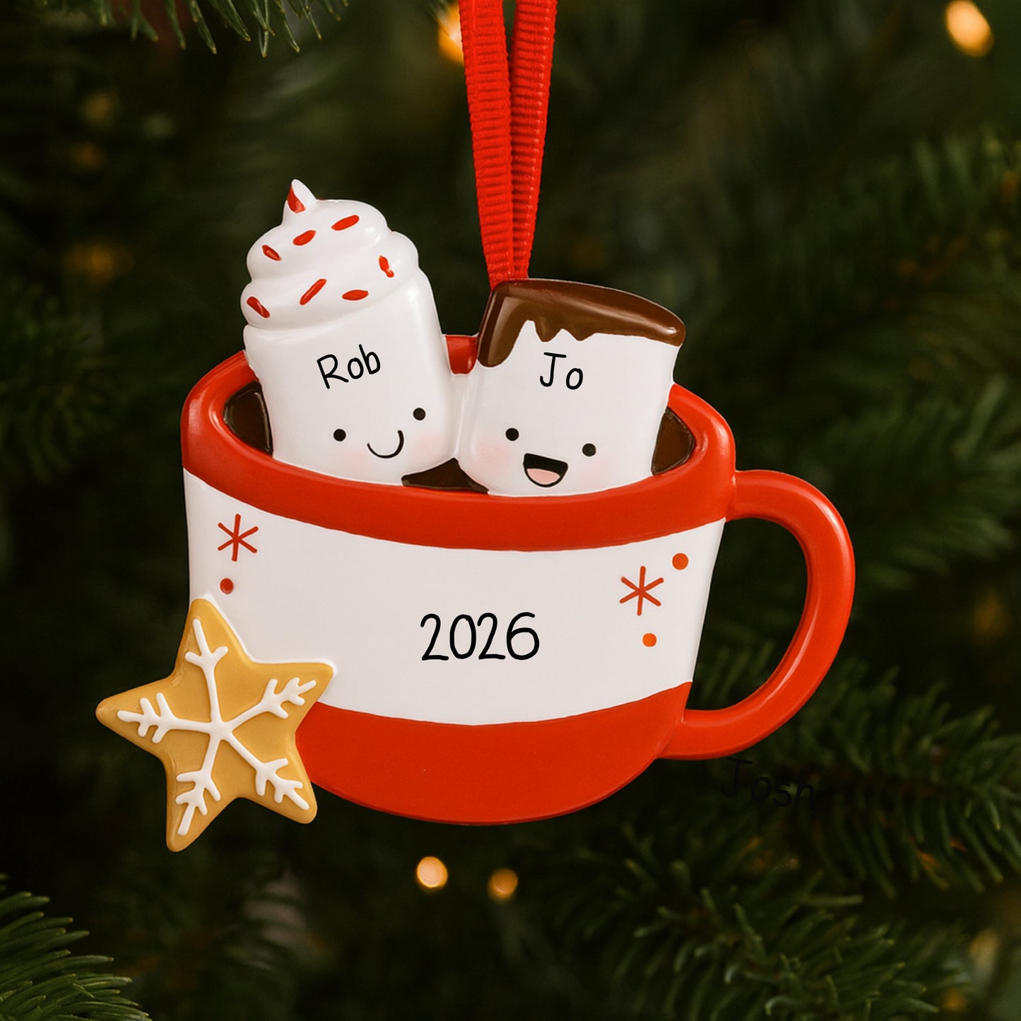 Personalised Marshmallow Family of 2 3 4 5 6 Xmas Family Ornament