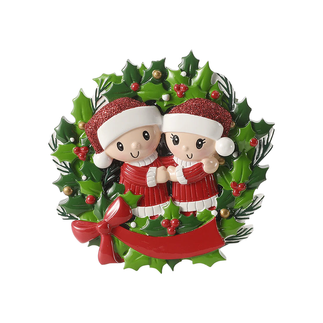 Personalised Wreath Family Christmas Ornament – Choose 2, 3, 4, 5 or 6 Characters
