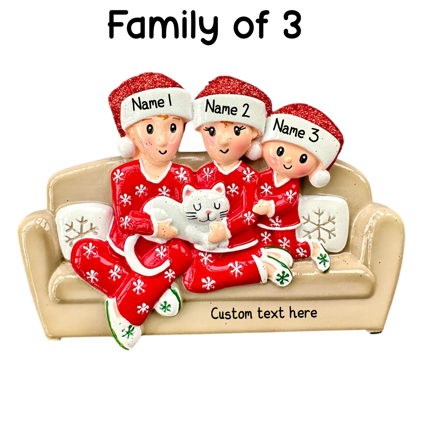 Personalised Sofa and Cat Family of 2 3 4 5 6 Family Ornament