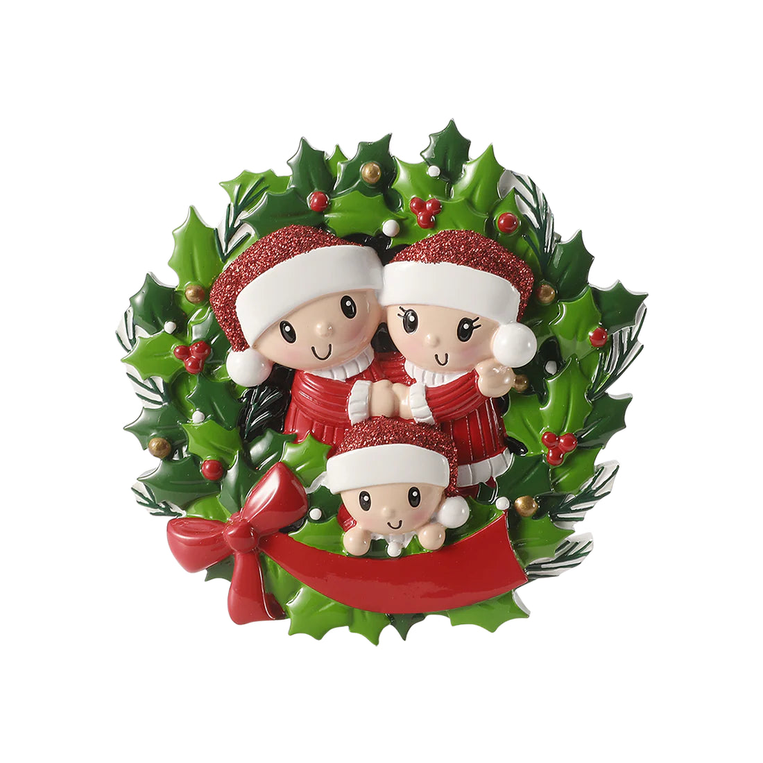 Personalised Wreath Family Christmas Ornament – Choose 2, 3, 4, 5 or 6 Characters