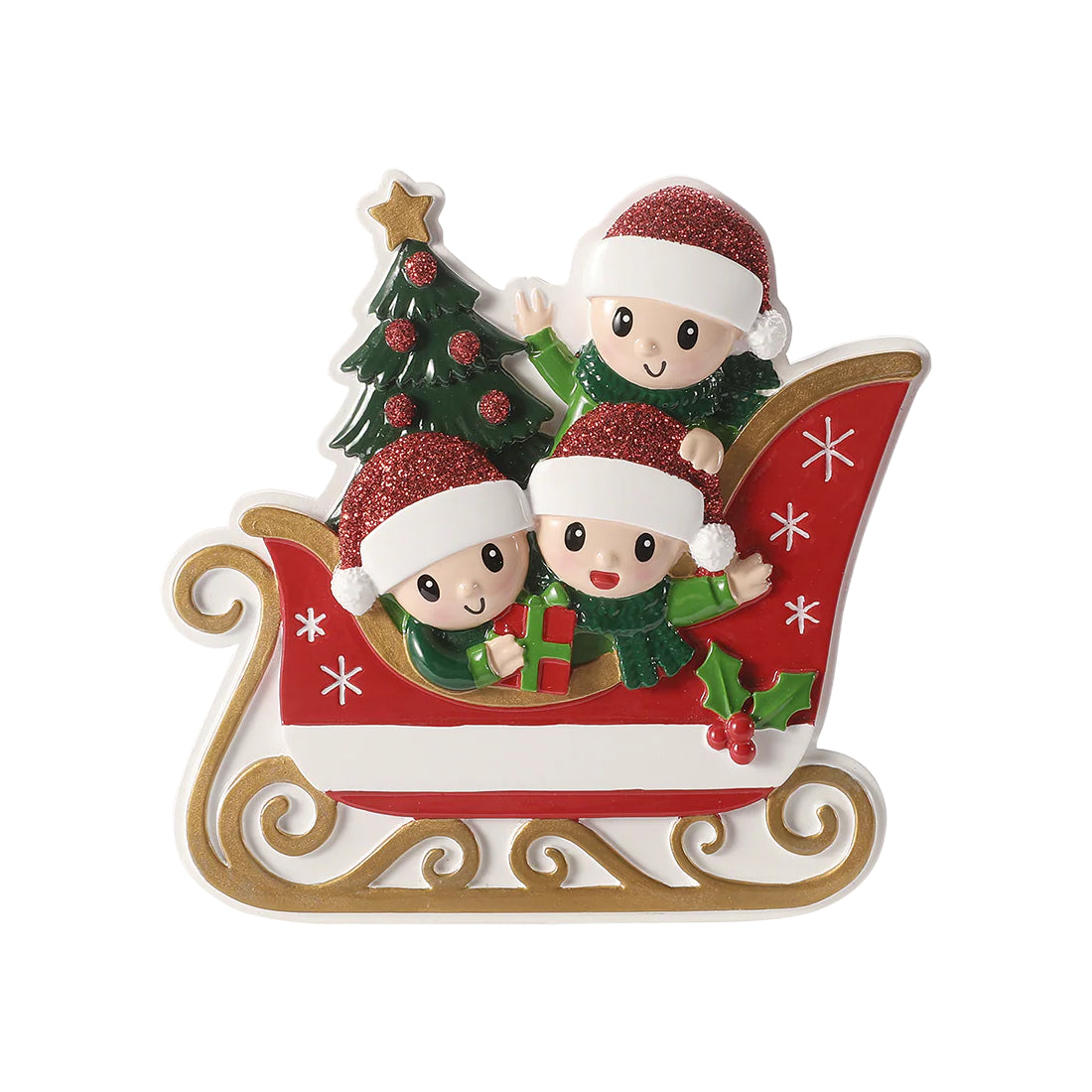 🎄 Personalised Sleigh Family Christmas Ornament – Choose 3, 4, or 5 Characters! 🎅✨