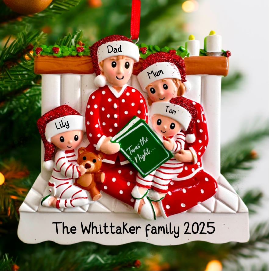 Personalised Family of 3 4 5 6 Christmas Bedtime Story Personalised Family Tree Decoration Ornament