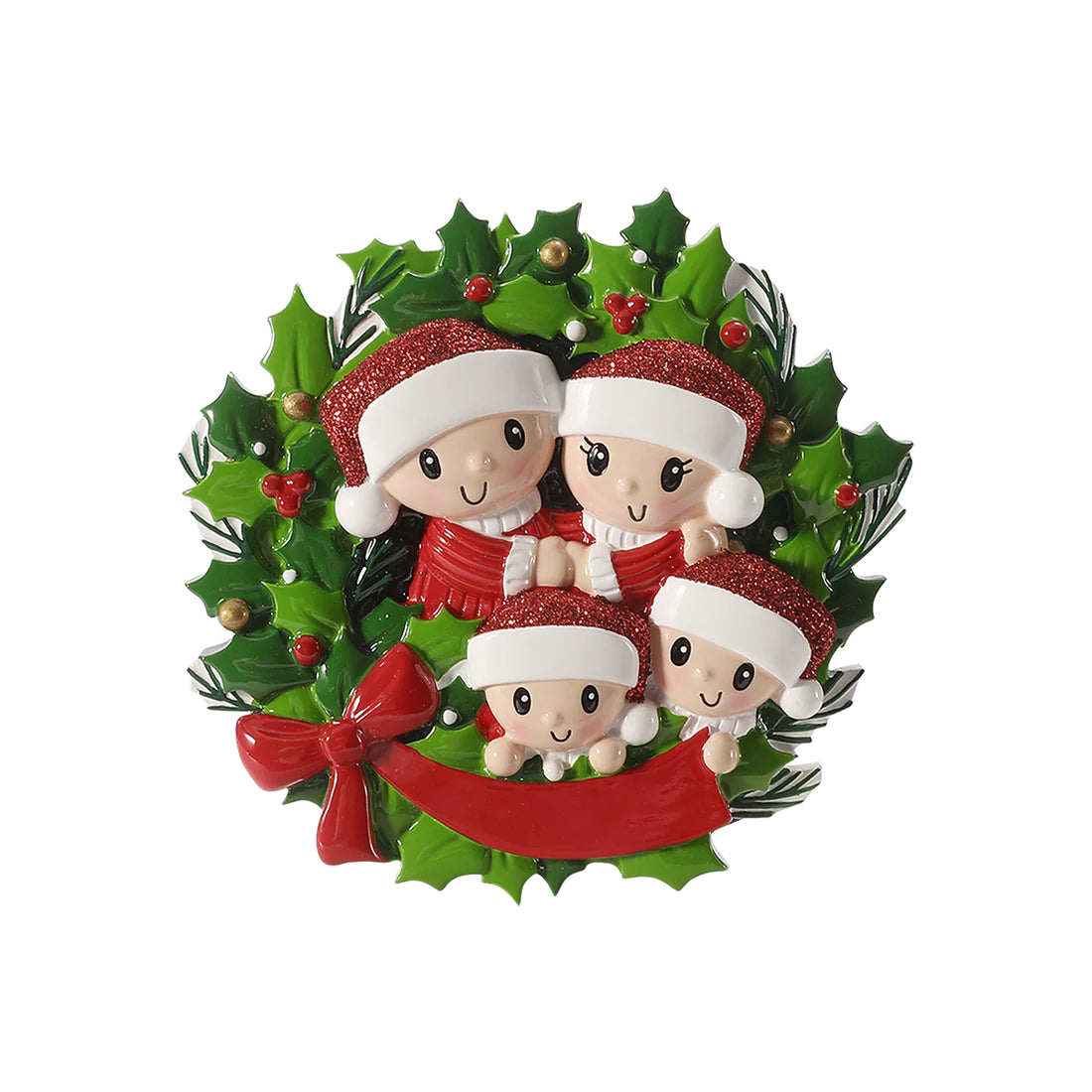 Personalised Wreath Family Christmas Ornament – Choose 2, 3, 4, 5 or 6 Characters