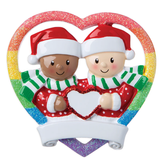 Christmas Interracial Same Sex Gay Female  Men Couple Bauble Xmas Ornament
