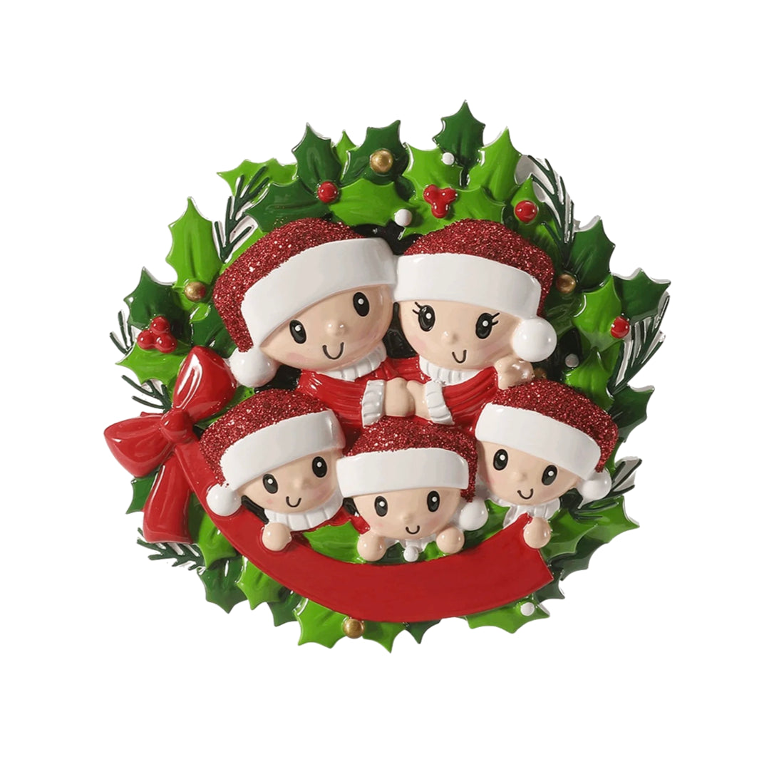 Personalised Wreath Family Christmas Ornament – Choose 2, 3, 4, 5 or 6 Characters