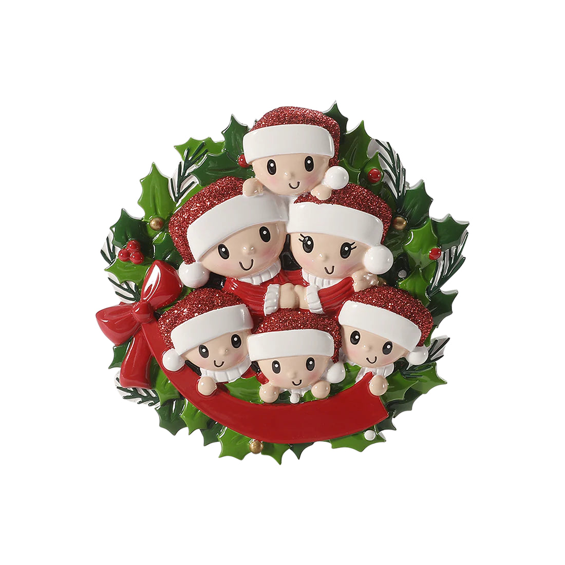 Personalised Wreath Family Christmas Ornament – Choose 2, 3, 4, 5 or 6 Characters
