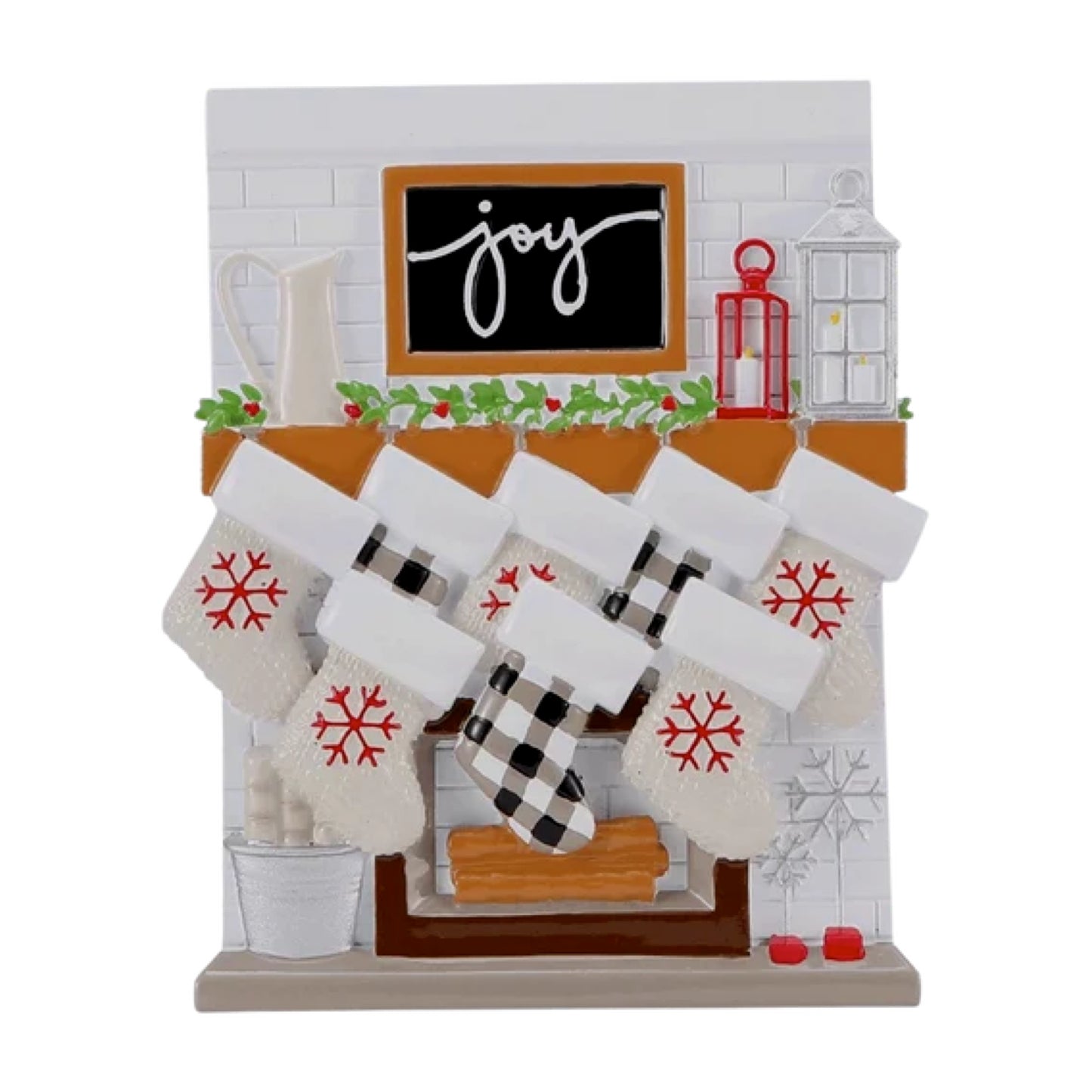 Personalised Fireplace Stocking of 2,3,4,5,6,7,8,9,10,11,12 Large Family Ornament