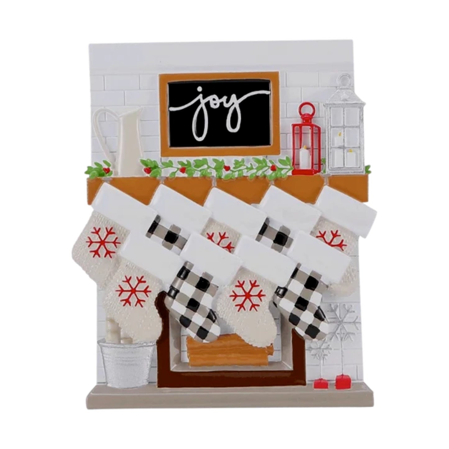 Personalised Fireplace Stocking of 2,3,4,5,6,7,8,9,10,11,12 Large Family Ornament