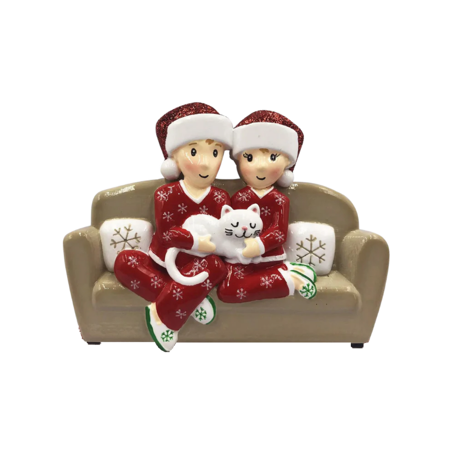 Personalised Sofa and Cat Family of 2 3 4 5 6 Family Ornament