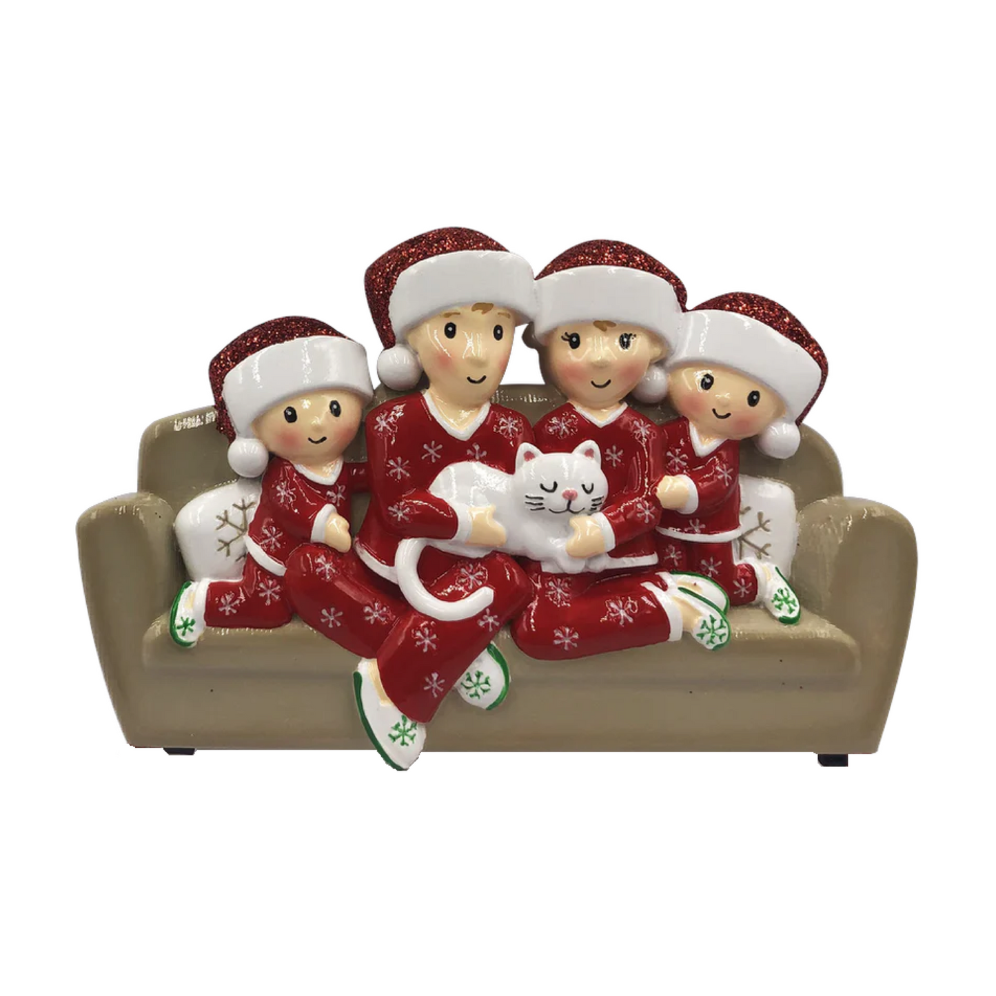 Personalised Sofa and Cat Family of 2 3 4 5 6 Family Ornament
