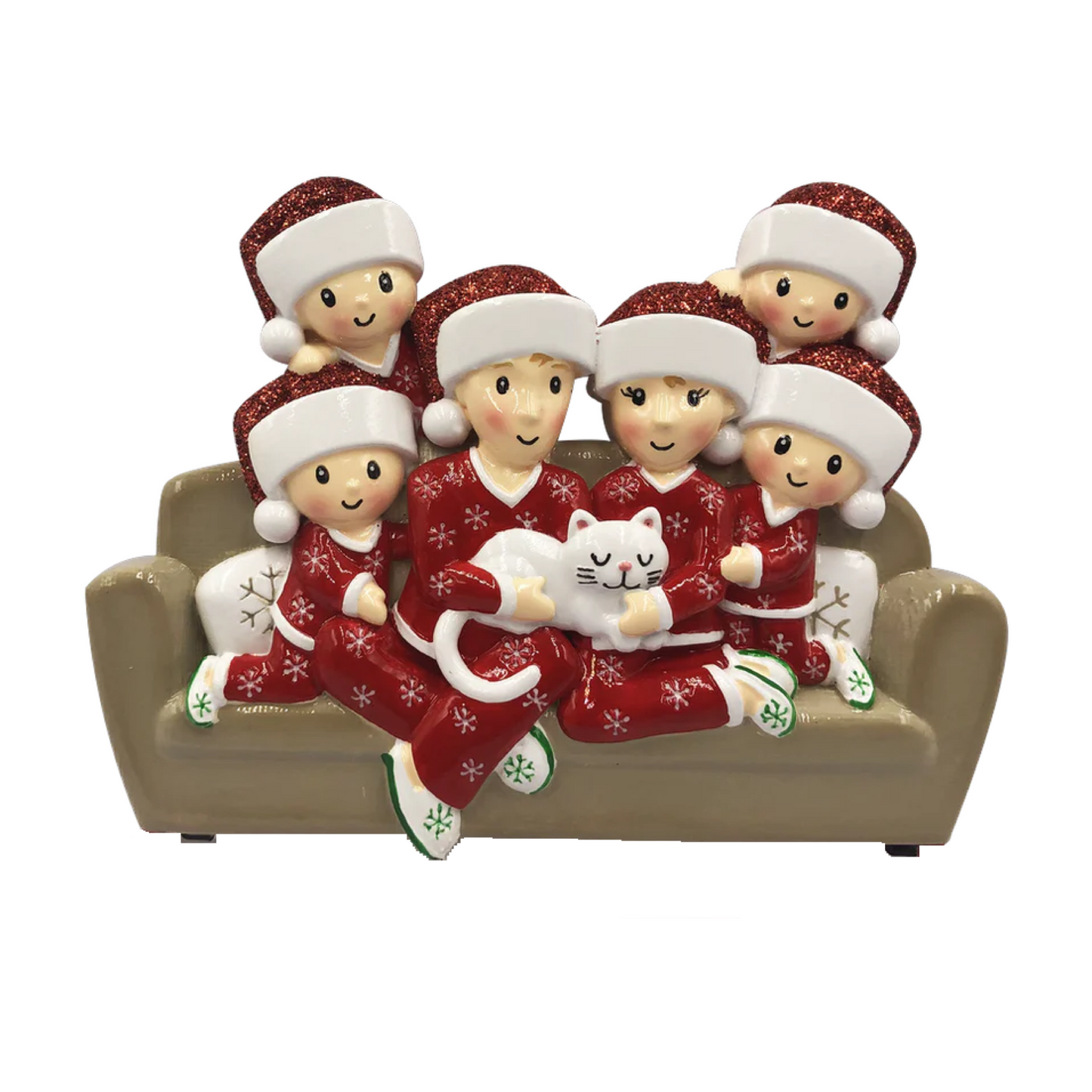 Personalised Sofa and Cat Family of 2 3 4 5 6 Family Ornament