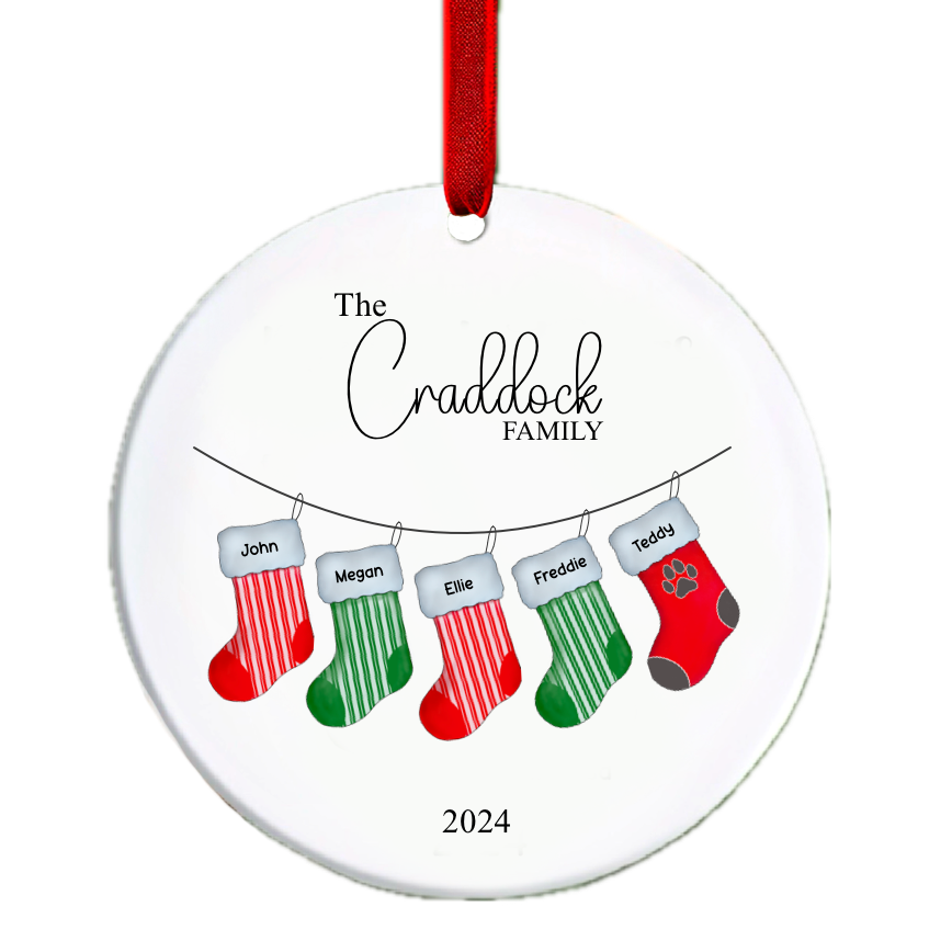 Personalised Christmas Tree Stockings Family Ornament