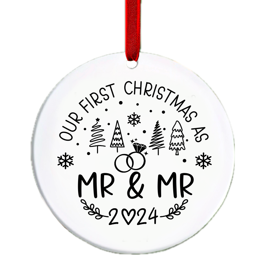 First Christmas as Mr & Mrs/ Mr &Mr / Mrs & Mrs Bauble Ornament