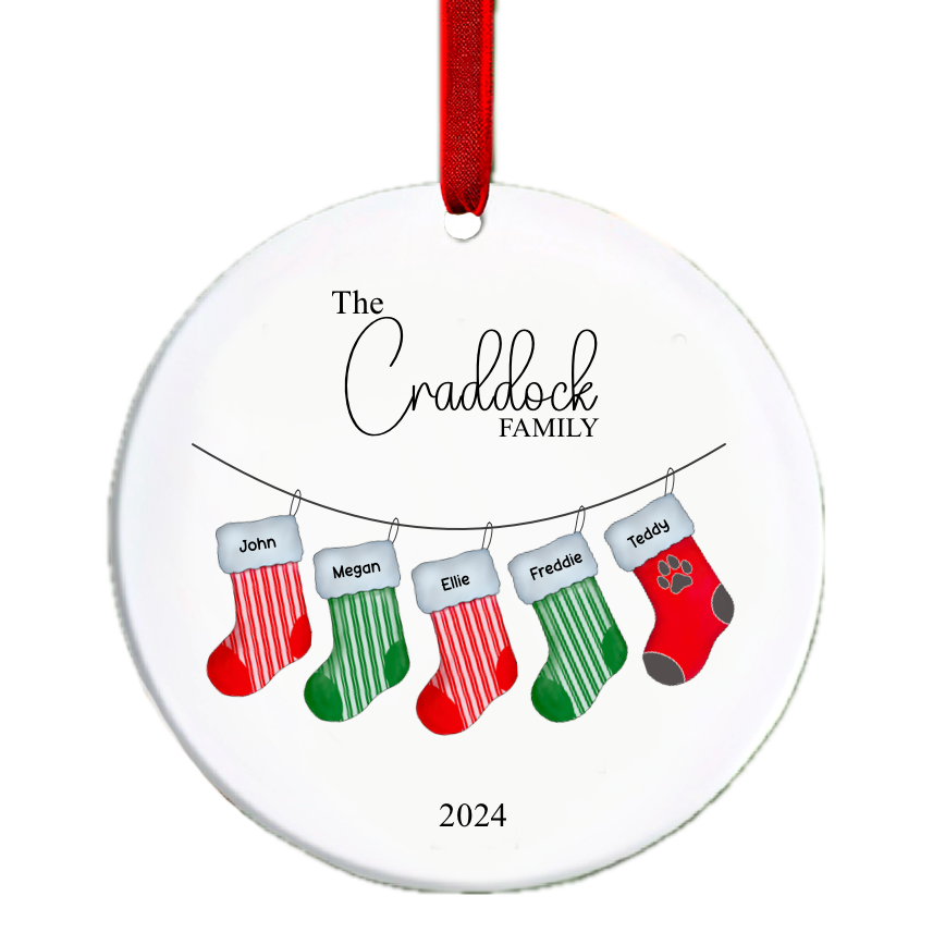 Personalised Christmas Tree Stockings Family Ornament