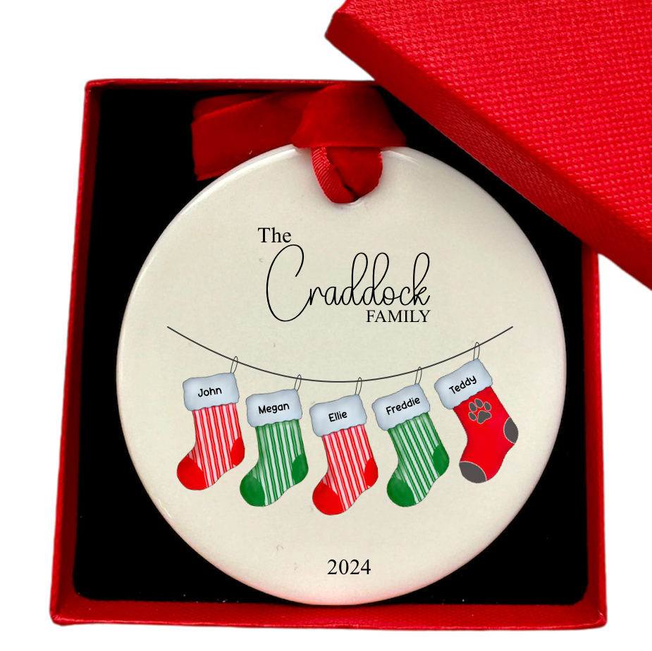 Personalised Christmas Tree Stockings Family Ornament