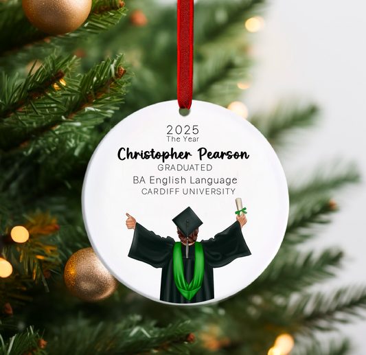 Personalised University Graduation Christmas Tree Bauble Ornament