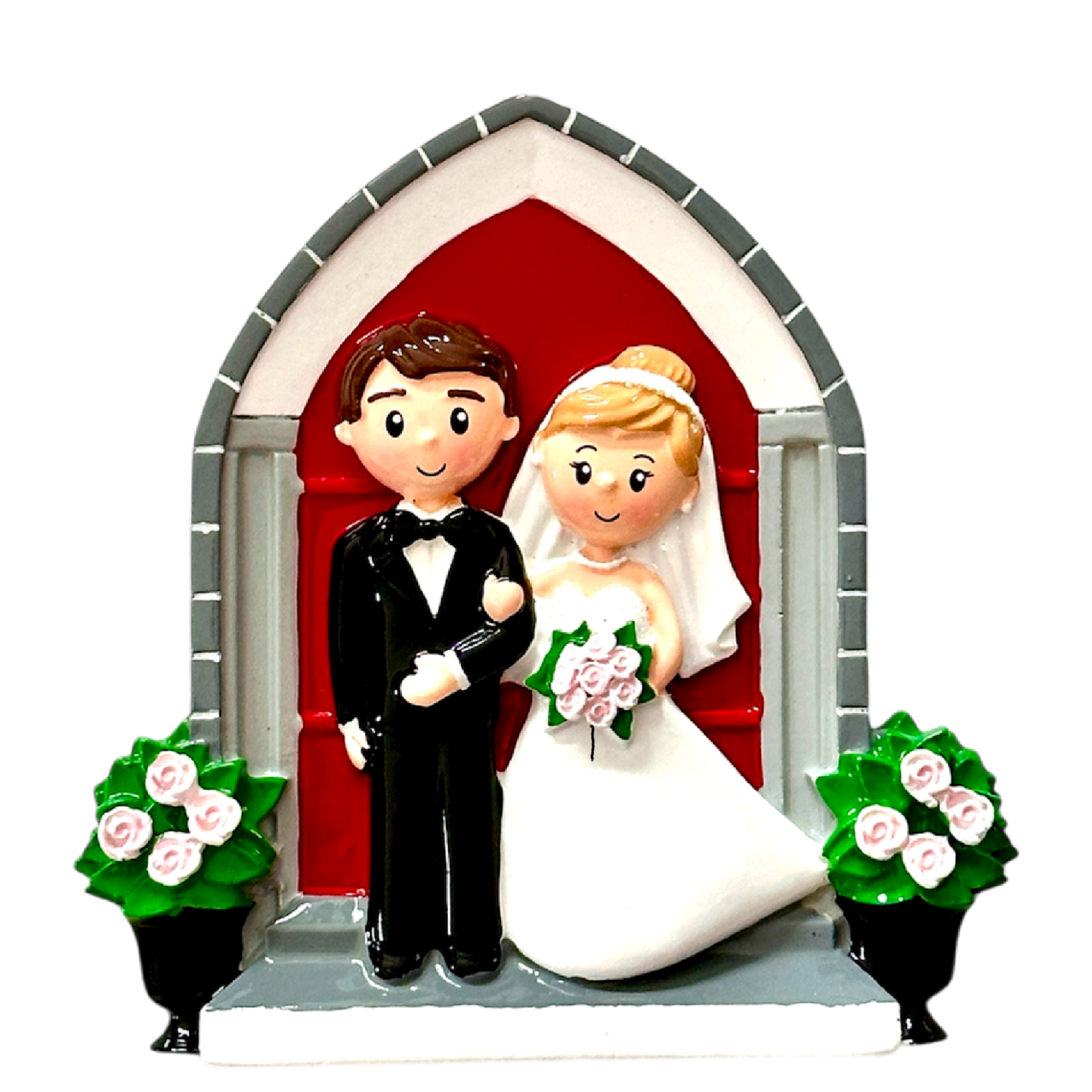 Husband & Wife Just Married Church Door Wedding Ornament Bauble