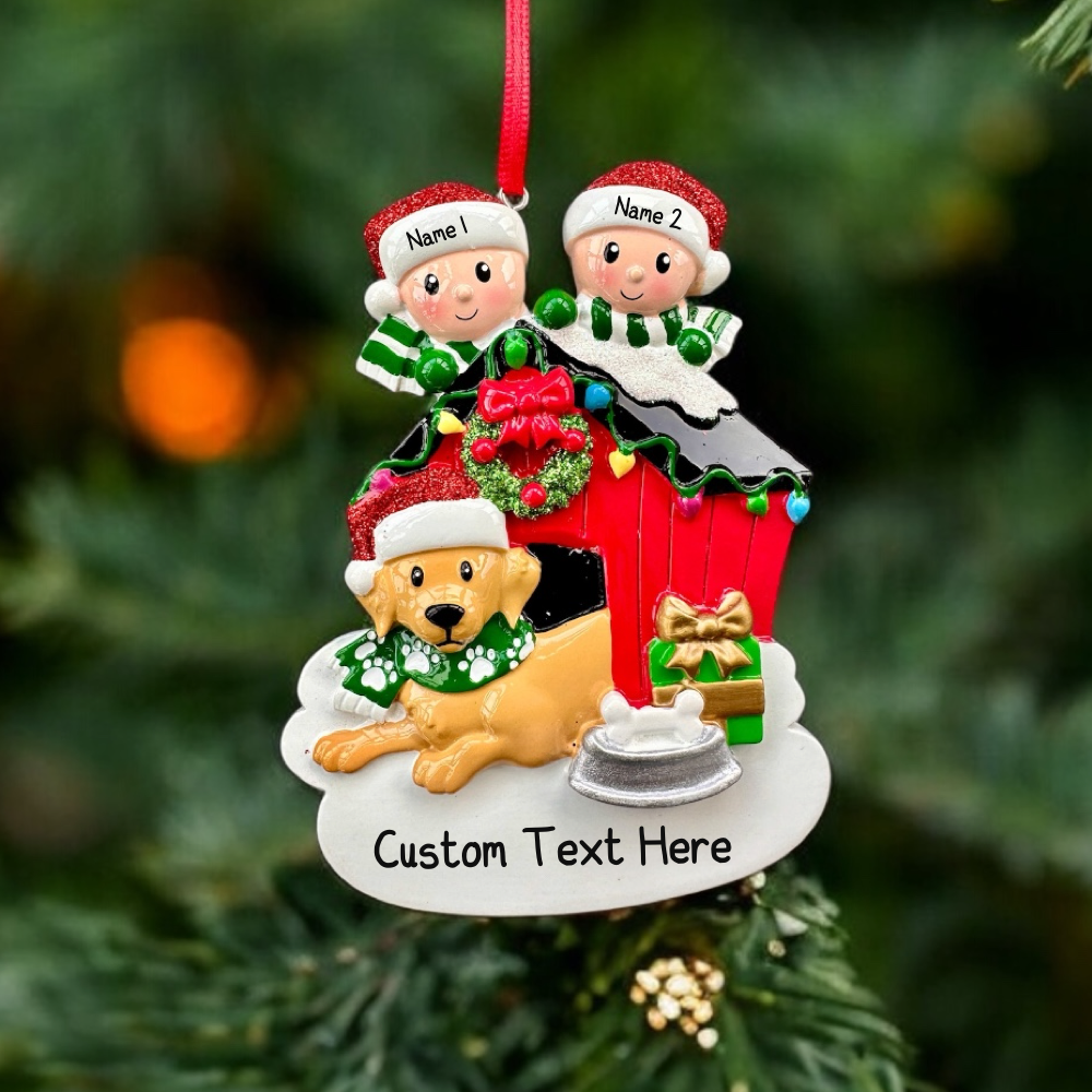 Personalised Dog Kennel Family of 2 3 4 5 6 Christmas Family Ornament