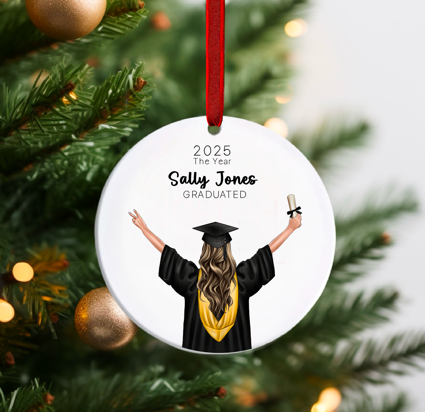 Personalised University Graduation Christmas Tree Bauble Ornament