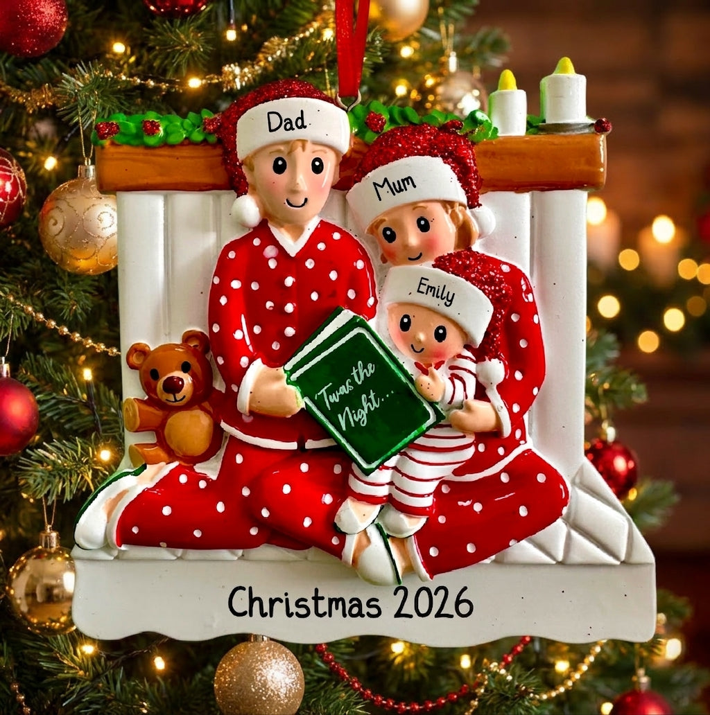 Personalised Family of 3 4 5 6 Christmas Bedtime Story Personalised Family Tree Decoration Ornament