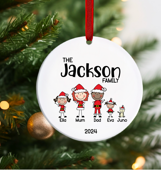 Stickman Personalised Tree Bauble/Ornament Xmas Personalized Customise