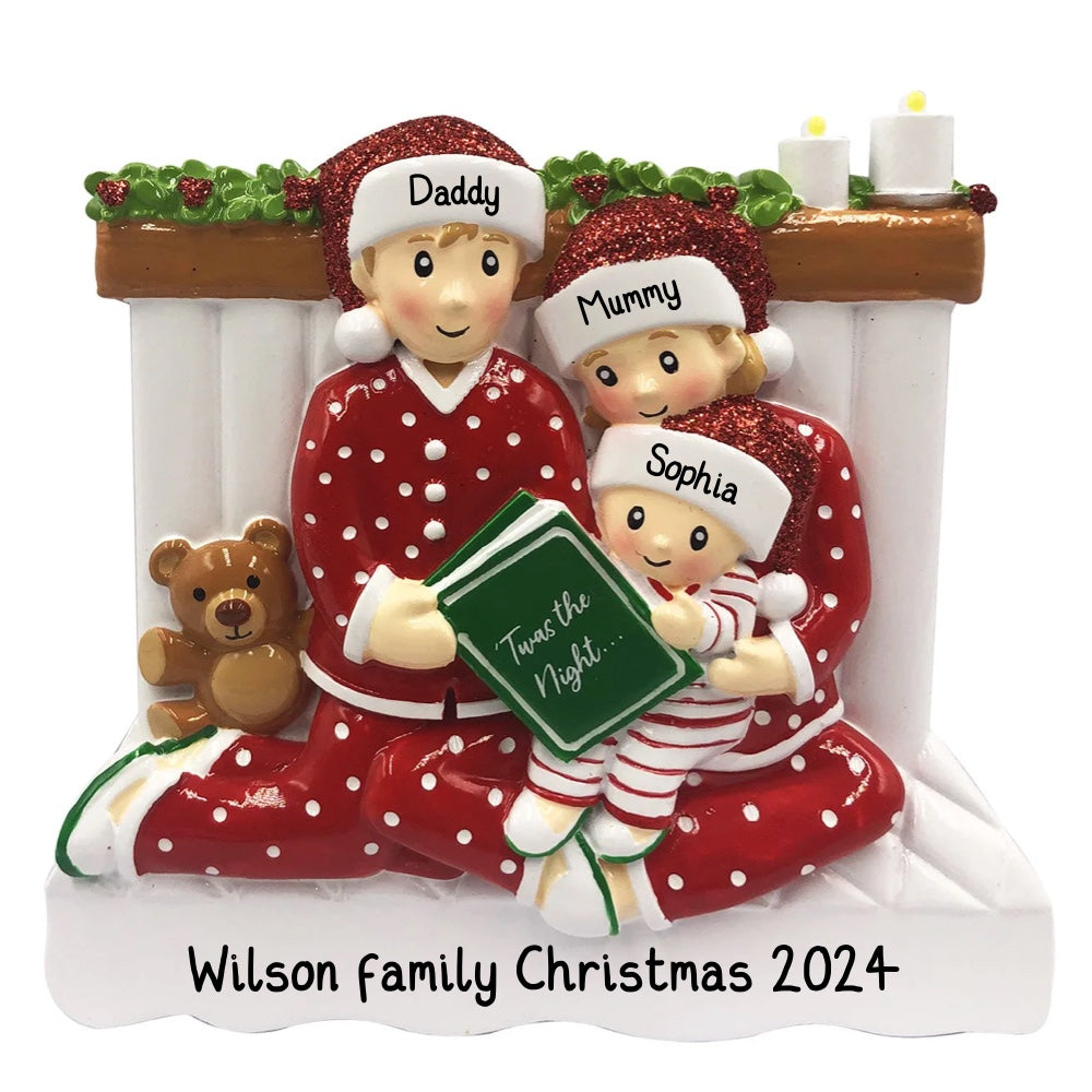 Personalised Family of 3 4 5 6 Christmas Bedtime Story Personalised Family Tree Decoration Ornament