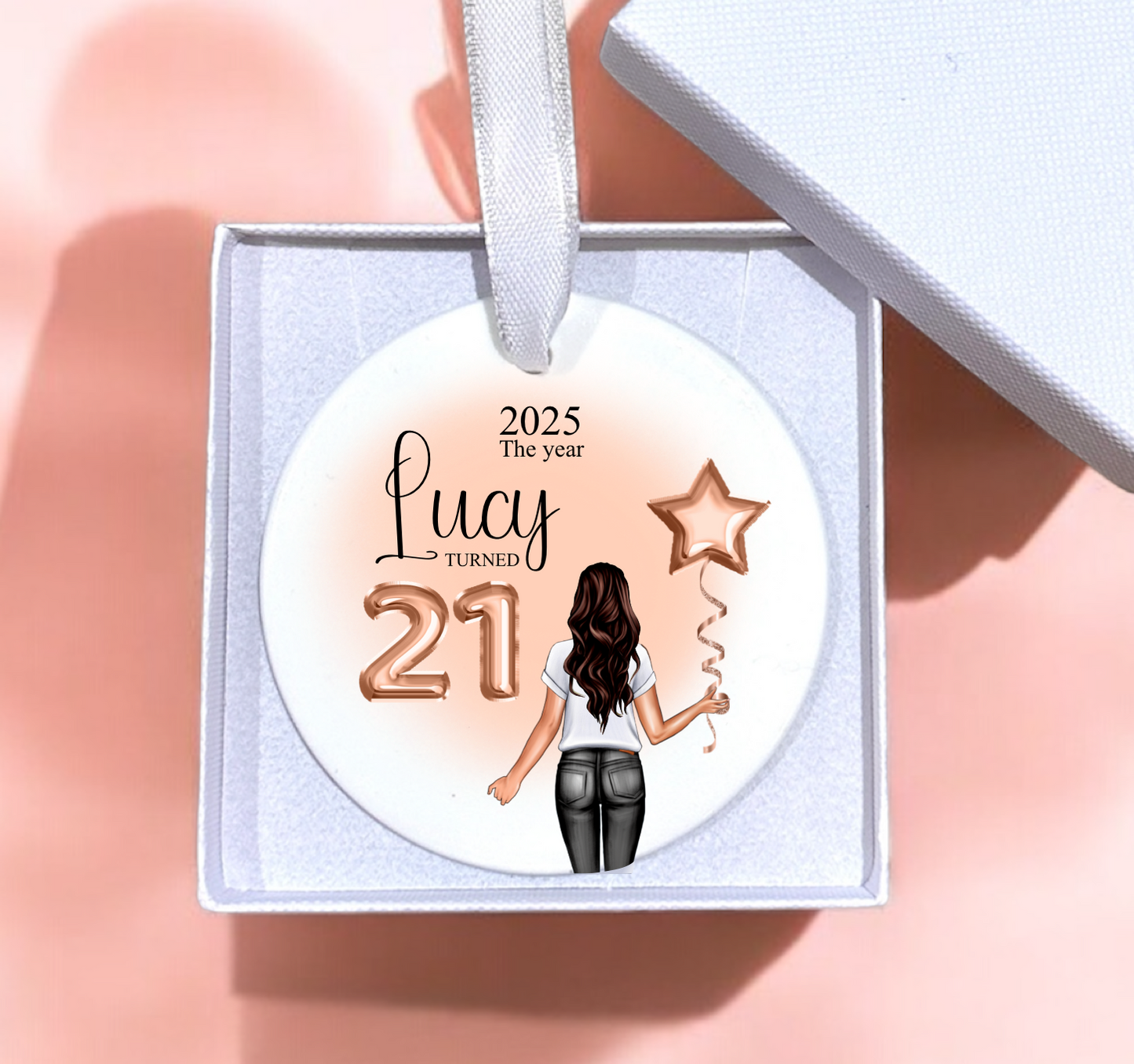 Personalised Age Birthday Christmas Tree Bauble/Ornament 21st 30th 40th 50th 60th 70th 80th Gift