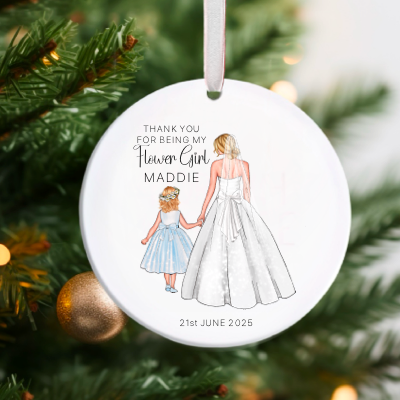 Wedding Personalised Flower Girl Christmas Tree Bauble/Ornament