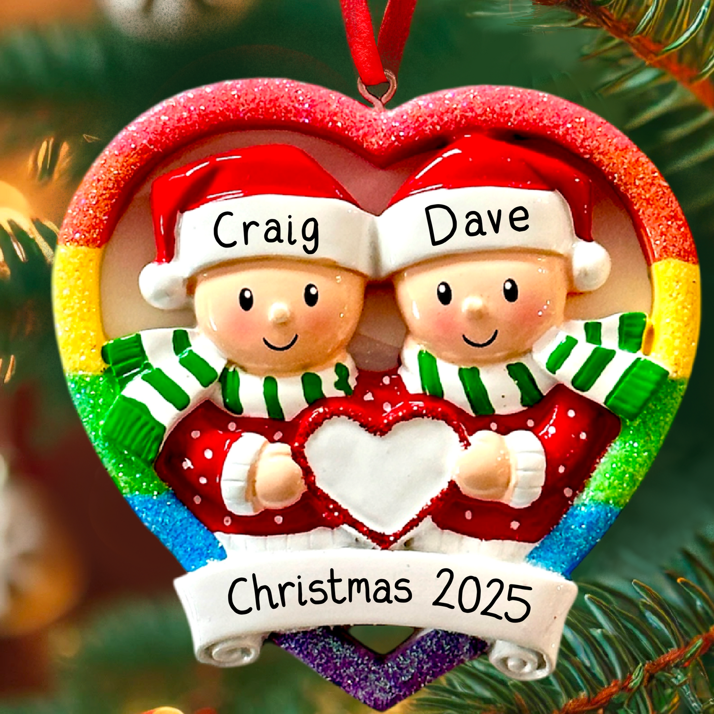 Christmas Same Sex Gay Female  Men Couple Bauble Xmas Ornament