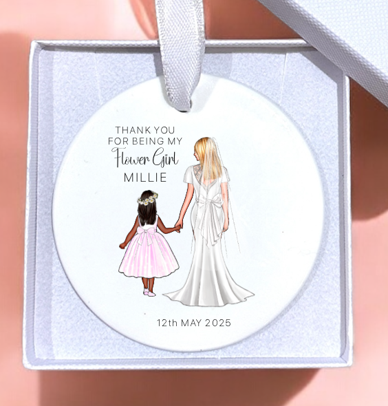 Wedding Personalised Flower Girl Christmas Tree Bauble/Ornament